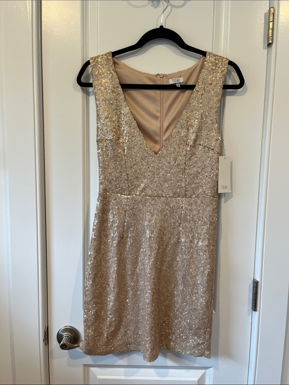 Tobi Blush Sequin Strapless Dress